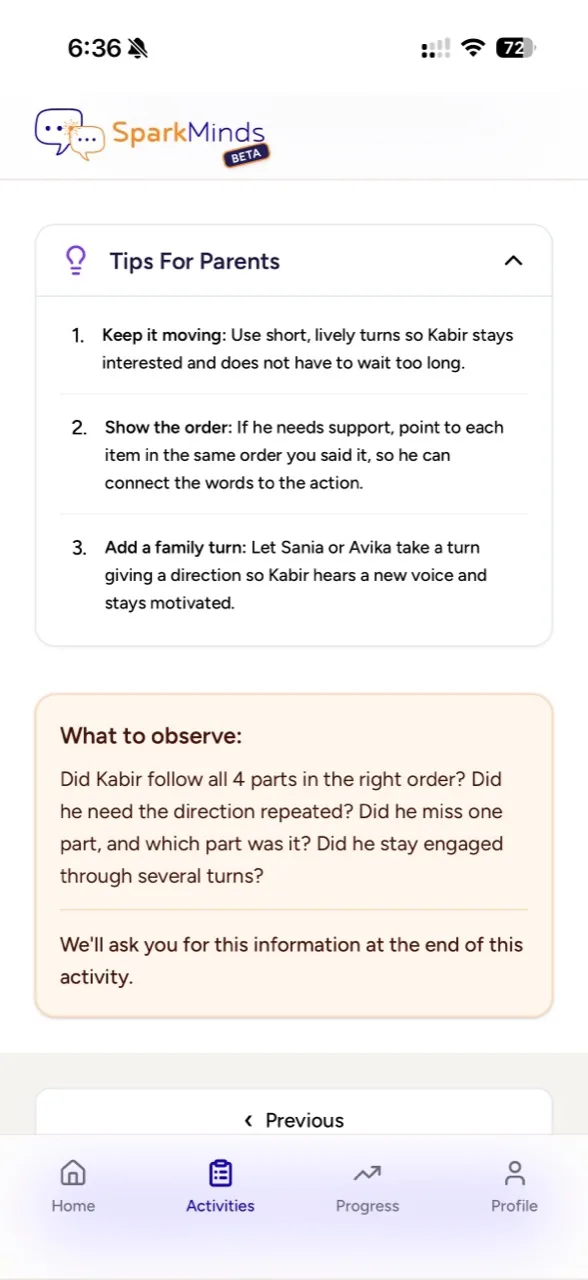 SparkMinds app: parent tips and what to observe